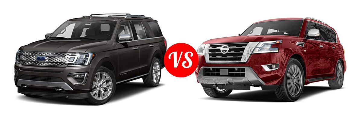 2021 Ford Expedition SUV Platinum vs. 2021 Nissan Armada SUV Platinum / S / SV - Front Left Comparison