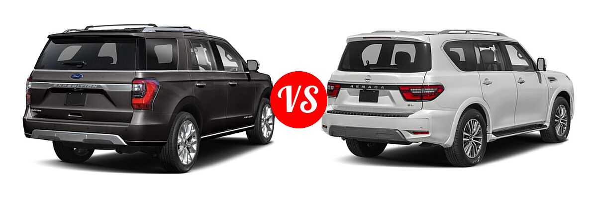 2021 Ford Expedition SUV Platinum vs. 2021 Nissan Armada SUV SL - Rear Right Comparison