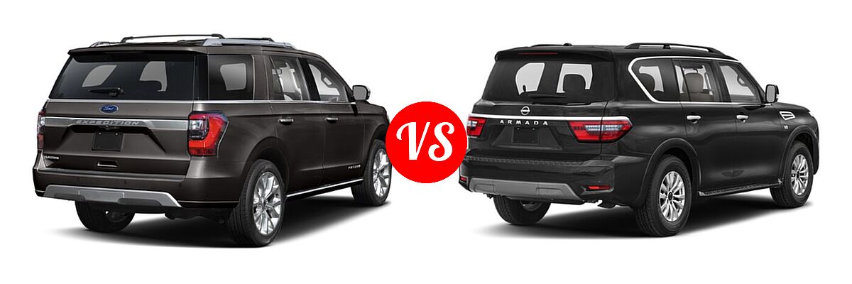2021 Ford Expedition SUV Platinum vs. 2021 Nissan Armada SUV Platinum / S / SV - Rear Right Comparison