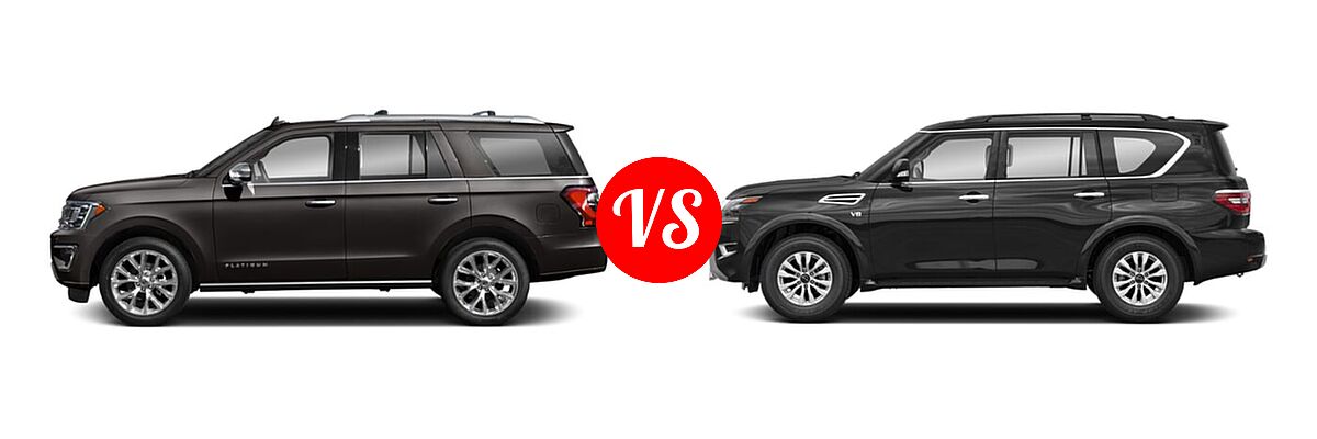 2021 Ford Expedition SUV Platinum vs. 2021 Nissan Armada SUV Platinum / S / SV - Side Comparison