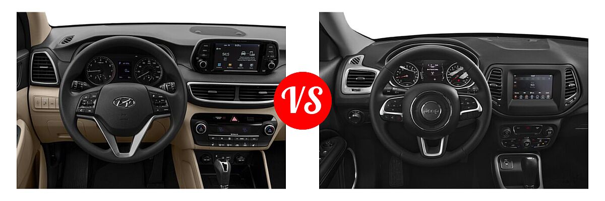 2021 Hyundai Tucson SUV Sport vs. 2021 Jeep Compass SUV 80th Anniversary / Altitude / Latitude / Limited / Sport - Dashboard Comparison
