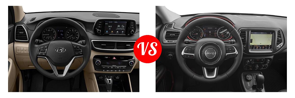2021 Hyundai Tucson SUV Sport vs. 2021 Jeep Compass SUV Trailhawk - Dashboard Comparison