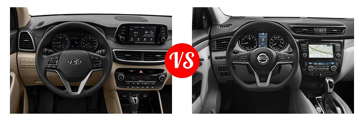 2021 Hyundai Tucson SUV Sport vs. 2021 Nissan Rogue Sport SUV SL - Dashboard Comparison