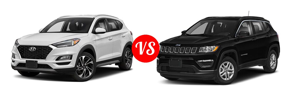 2021 Hyundai Tucson SUV Sport vs. 2021 Jeep Compass SUV Freedom - Front Left Comparison