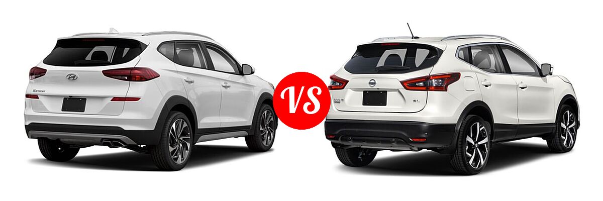 2021 Hyundai Tucson SUV Sport vs. 2021 Nissan Rogue Sport SUV SL - Rear Right Comparison