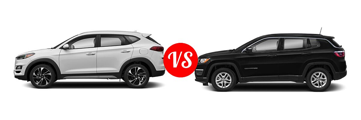 2021 Hyundai Tucson SUV Sport vs. 2021 Jeep Compass SUV 80th Anniversary / Altitude / Latitude / Limited / Sport - Side Comparison