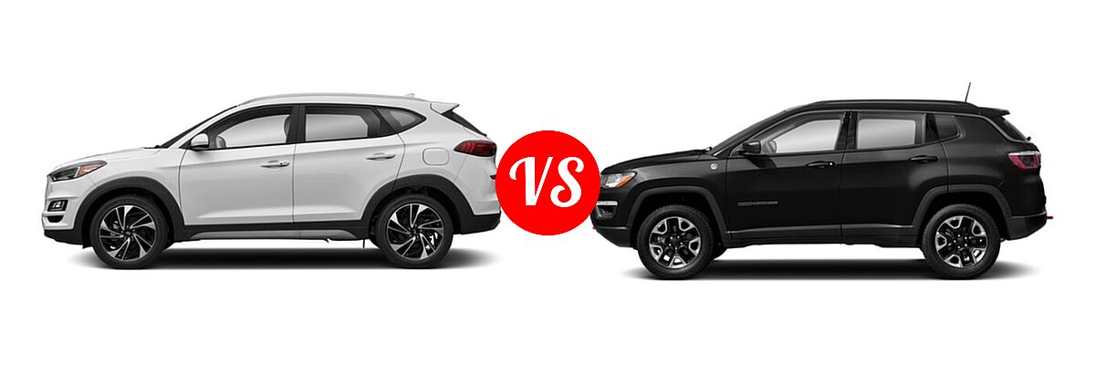 2021 Hyundai Tucson SUV Sport vs. 2021 Jeep Compass SUV Trailhawk - Side Comparison