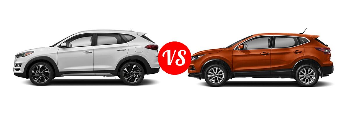 2021 Hyundai Tucson SUV Sport vs. 2021 Nissan Rogue Sport SUV S / SV - Side Comparison