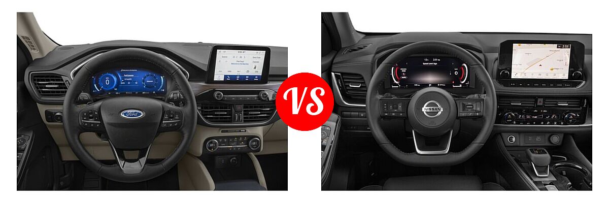 2021 Ford Escape SUV Hybrid Titanium Hybrid vs. 2021 Nissan Rogue SUV Platinum - Dashboard Comparison
