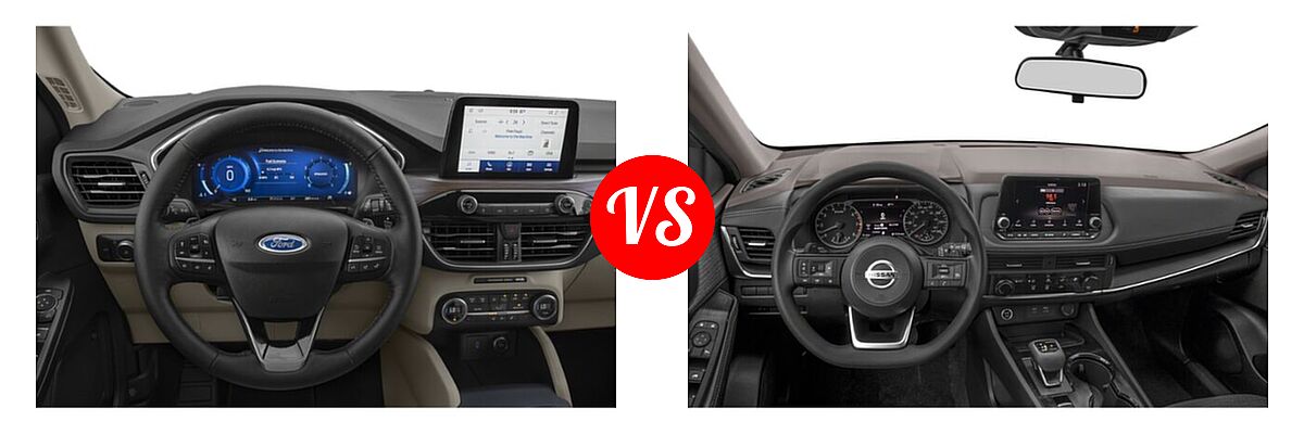 2021 Ford Escape SUV Hybrid Titanium Hybrid vs. 2021 Nissan Rogue SUV S / SL / SV - Dashboard Comparison