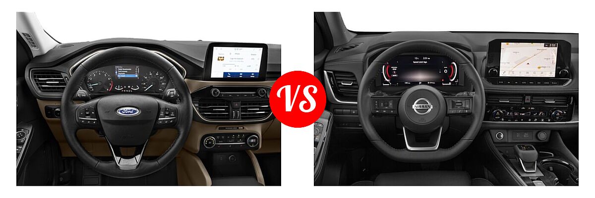 2021 Ford Escape SUV Hybrid SEL Hybrid vs. 2021 Nissan Rogue SUV Platinum - Dashboard Comparison
