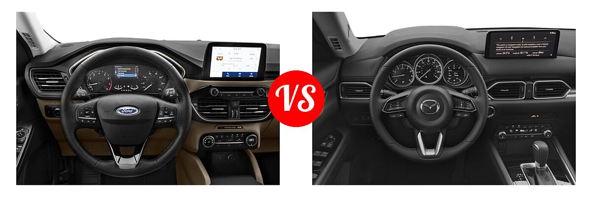 2021 Ford Escape SUV Hybrid SEL Hybrid vs. 2021 Mazda CX-5 SUV Carbon Edition Turbo - Dashboard Comparison