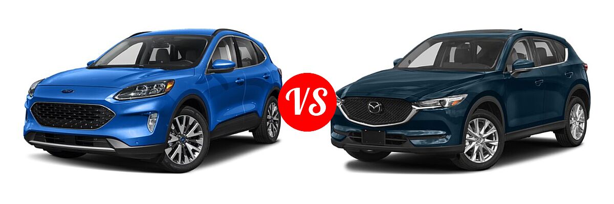 2021 Ford Escape SUV Hybrid Titanium Hybrid vs. 2021 Mazda CX-5 SUV Grand Touring - Front Left Comparison