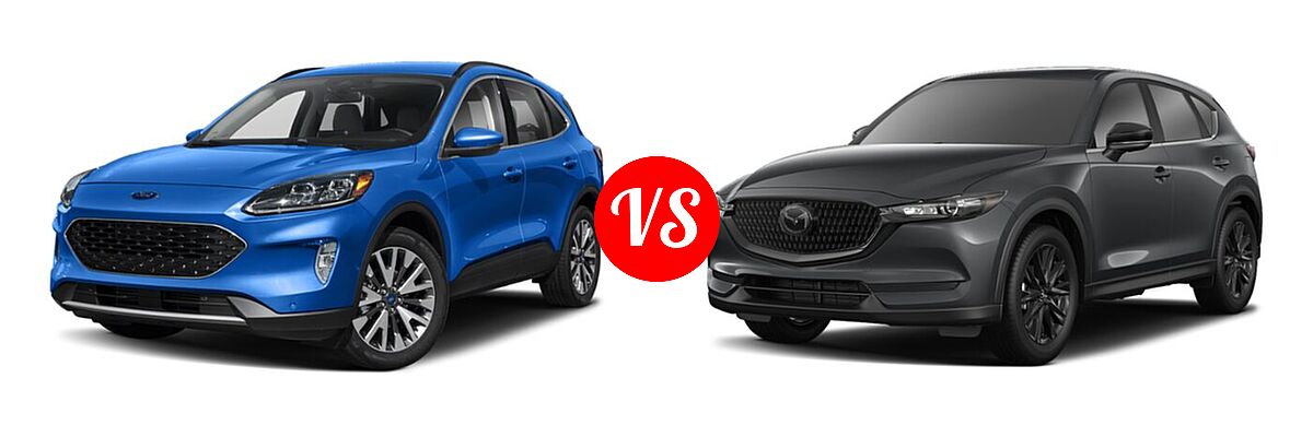 2021 Ford Escape SUV Hybrid Titanium Hybrid vs. 2021 Mazda CX-5 SUV Carbon Edition - Front Left Comparison
