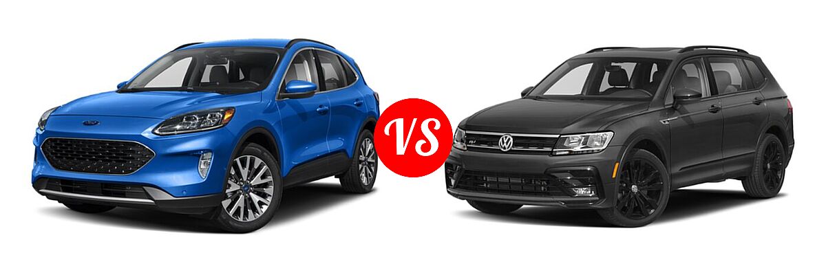 2021 Ford Escape SUV Titanium vs. 2021 Volkswagen Tiguan SUV SE R-Line Black - Front Left Comparison