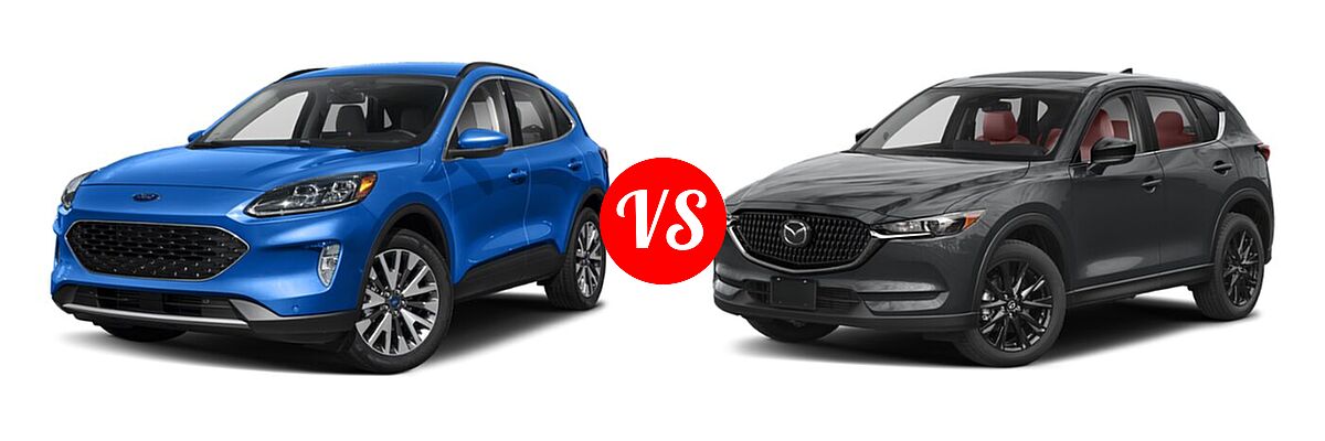2021 Ford Escape SUV Hybrid Titanium Hybrid vs. 2021 Mazda CX-5 SUV Carbon Edition Turbo - Front Left Comparison