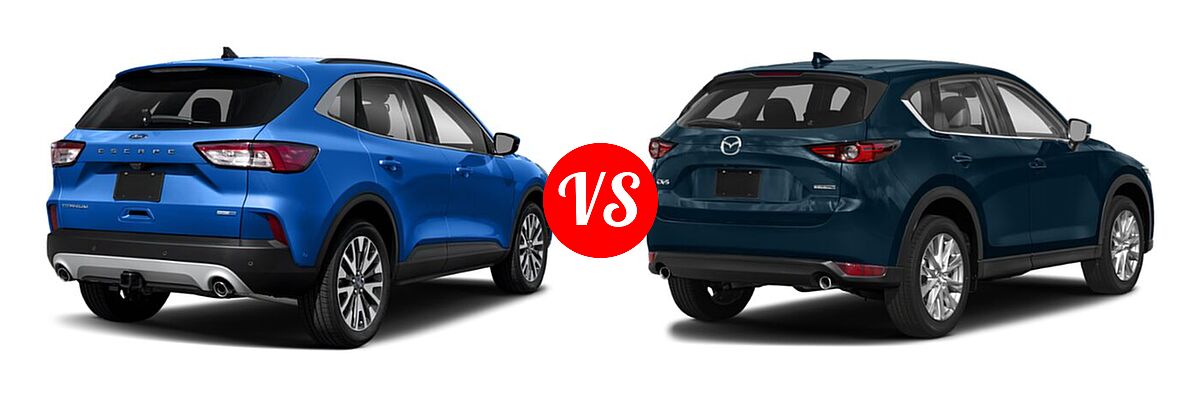 2021 Ford Escape SUV Hybrid Titanium Hybrid vs. 2021 Mazda CX-5 SUV Grand Touring - Rear Right Comparison