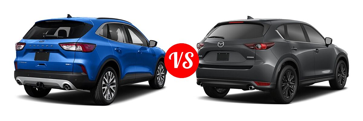 2021 Ford Escape SUV Hybrid Titanium Hybrid vs. 2021 Mazda CX-5 SUV Carbon Edition - Rear Right Comparison