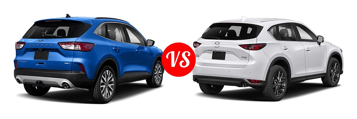 2021 Ford Escape SUV Hybrid Titanium Hybrid vs. 2021 Mazda CX-5 SUV Signature - Rear Right Comparison