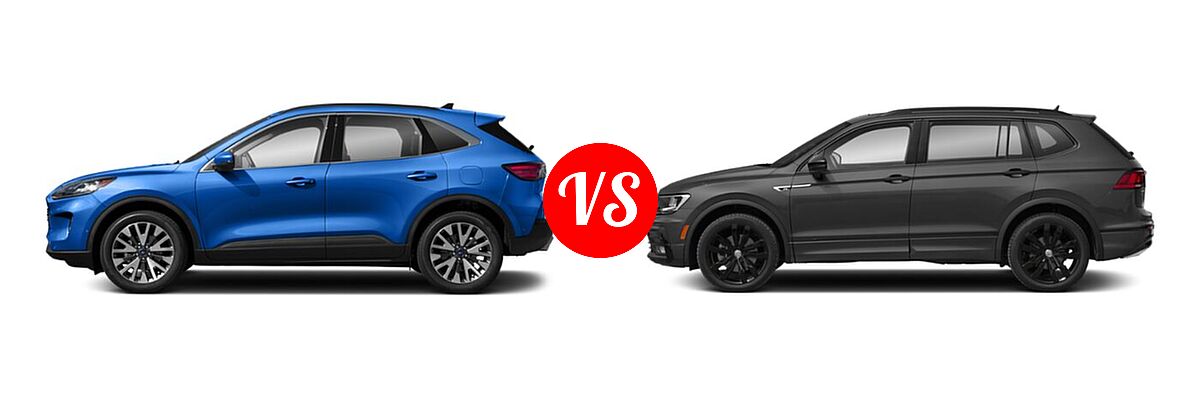 2021 Ford Escape SUV Titanium vs. 2021 Volkswagen Tiguan SUV SE R-Line Black - Side Comparison