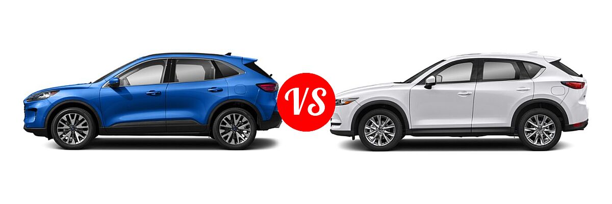 2021 Ford Escape SUV Hybrid Titanium Hybrid vs. 2021 Mazda CX-5 SUV Grand Touring Reserve - Side Comparison