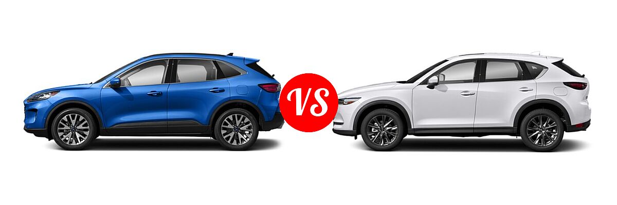 2021 Ford Escape SUV Hybrid Titanium Hybrid vs. 2021 Mazda CX-5 SUV Signature - Side Comparison