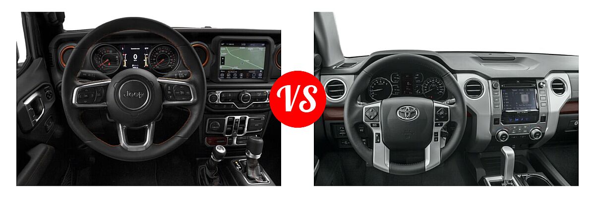 2021 Jeep Gladiator Pickup Mojave vs. 2021 Toyota Tundra 2WD Pickup SR5 - Dashboard Comparison