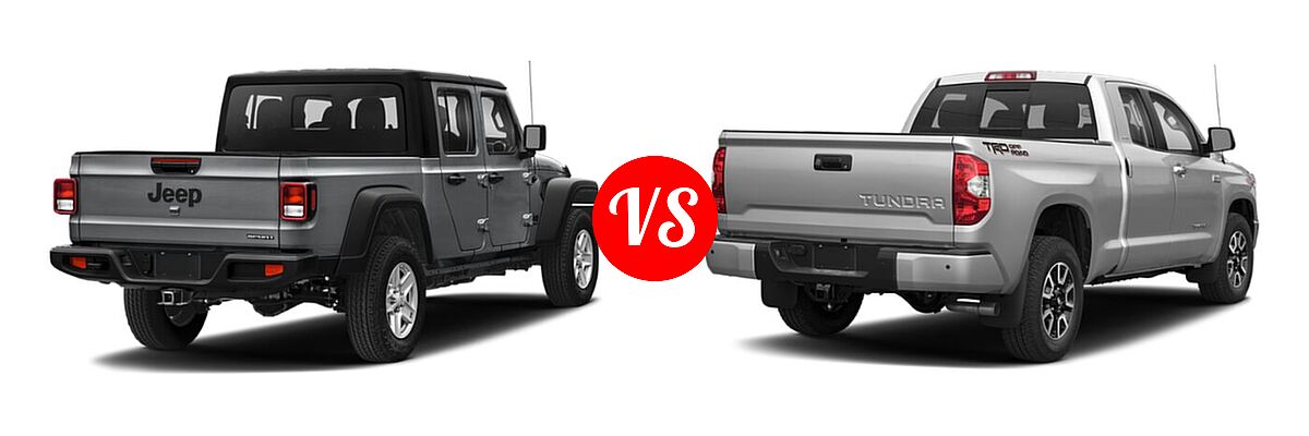 2021 Jeep Gladiator Pickup 80th Anniversary / California Edition / Sport / Sport S / Willys / Willys Sport vs. 2021 Toyota Tundra 2WD Pickup Limited - Rear Right Comparison