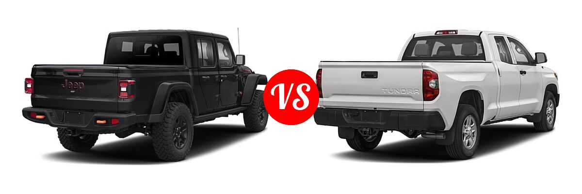 2021 Jeep Gladiator Pickup Mojave vs. 2021 Toyota Tundra 2WD Pickup SR / SR5 - Rear Right Comparison