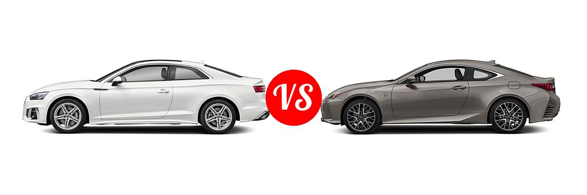 2021 Audi A5 Coupe S line Premium / S line Premium Plus / S line Prestige vs. 2018 Lexus RC 350 Coupe RC 350 - Side Comparison