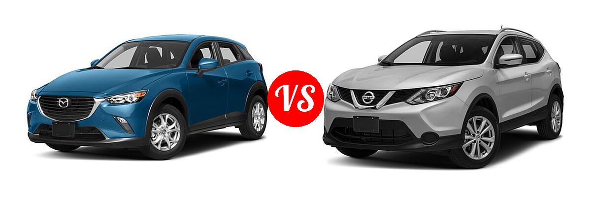 2017 Mazda CX-3 SUV Sport vs. 2017 Nissan Rogue Sport SUV S / SV - Front Left Comparison