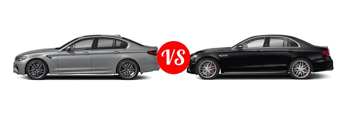 2021 BMW M5 Sedan Sedan vs. 2018 Mercedes-Benz E-Class AMG E 63 S 4MATIC Sedan AMG E 63 S - Side Comparison
