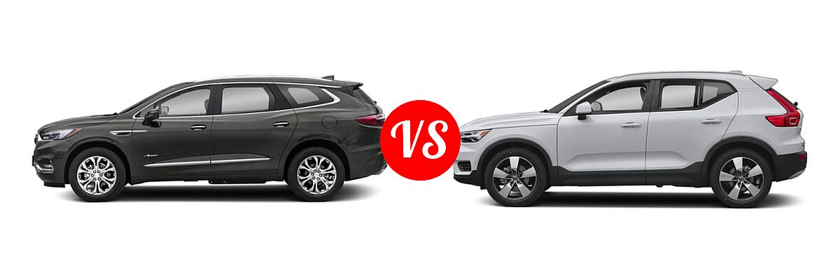 2021 Buick Enclave SUV Avenir vs. 2019 Volvo XC40 SUV Momentum / R-Design - Side Comparison