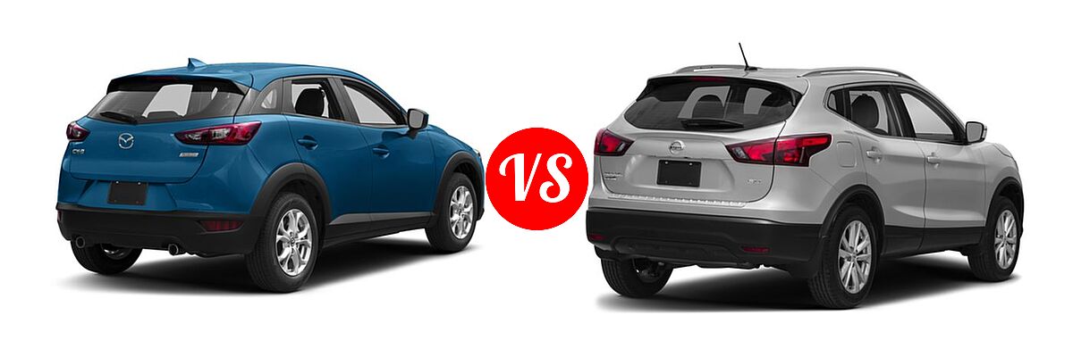 2017 Mazda CX-3 SUV Sport vs. 2017 Nissan Rogue Sport SUV S / SV - Rear Right Comparison