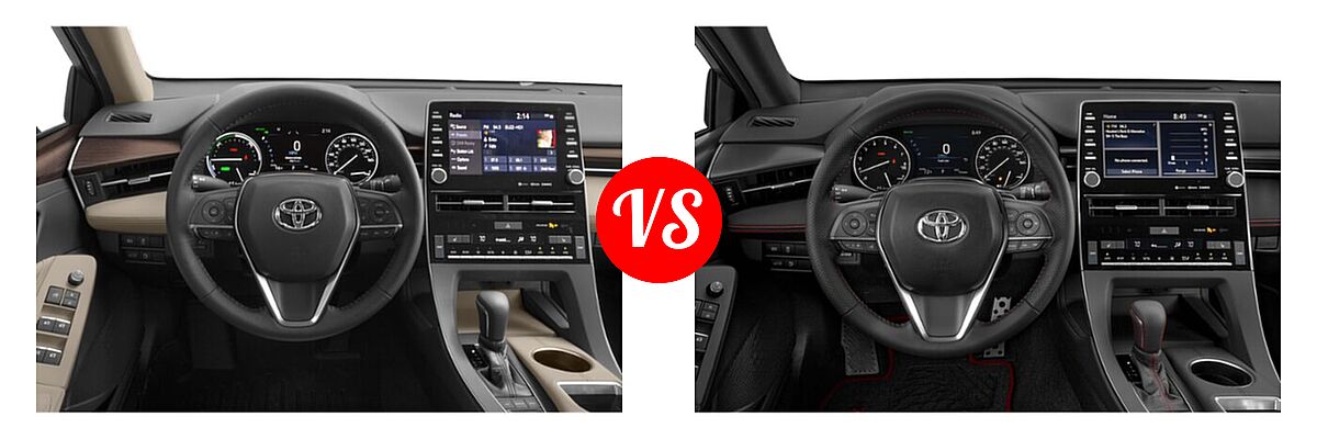 2021 Toyota Avalon Hybrid Sedan Hybrid Hybrid XLE vs. 2021 Toyota Avalon Sedan TRD - Dashboard Comparison