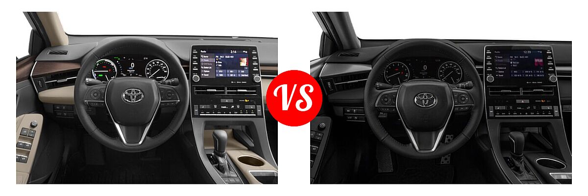 2021 Toyota Avalon Hybrid Sedan Hybrid Hybrid XLE vs. 2021 Toyota Avalon Sedan XSE Nightshade - Dashboard Comparison