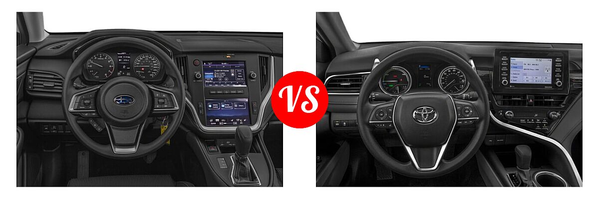 2021 Subaru Legacy Sedan CVT / Limited XT / Touring XT vs. 2021 Toyota Camry Hybrid Sedan Hybrid Hybrid LE - Dashboard Comparison