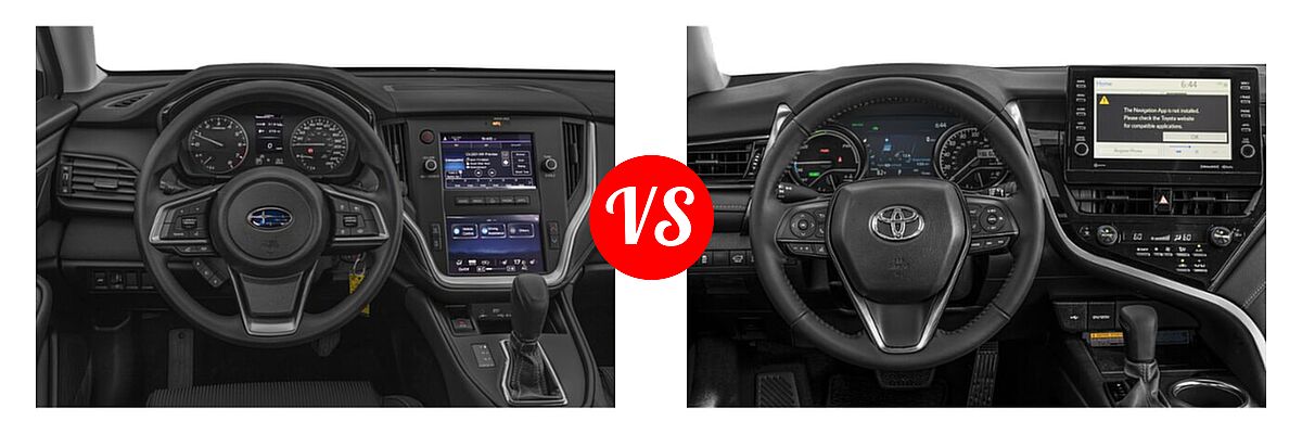 2021 Subaru Legacy Sedan CVT / Limited XT / Touring XT vs. 2021 Toyota Camry Hybrid Sedan Hybrid Hybrid XSE - Dashboard Comparison