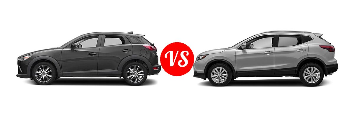 2017 Mazda CX-3 SUV Touring vs. 2017 Nissan Rogue Sport SUV S / SV - Side Comparison