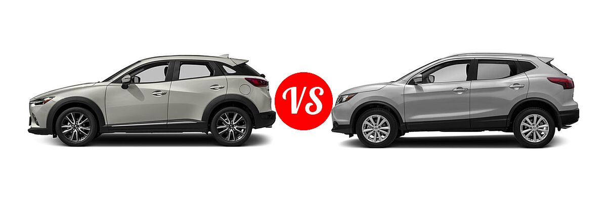 2017 Mazda CX-3 SUV Grand Touring vs. 2017 Nissan Rogue Sport SUV S / SV - Side Comparison