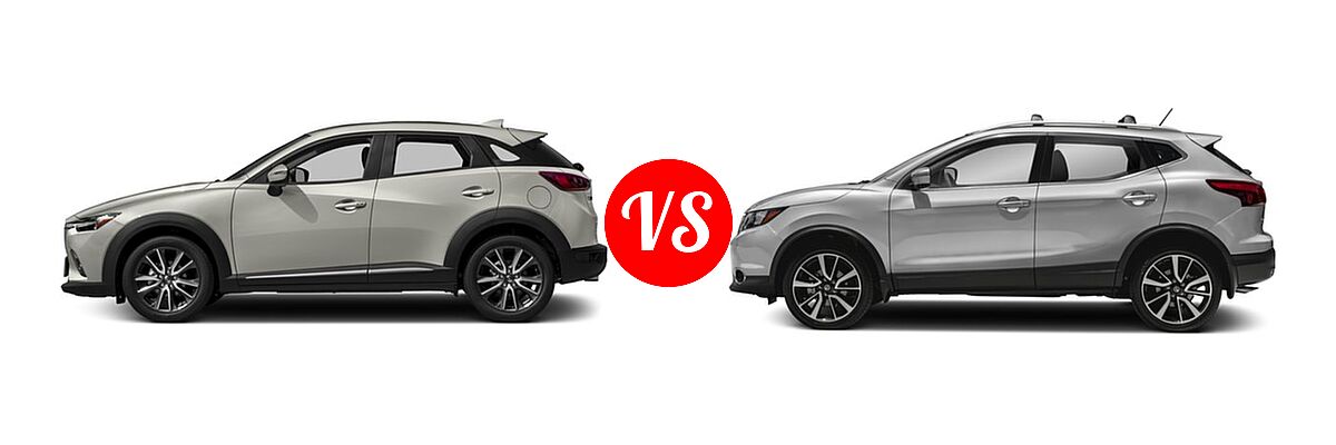 2017 Mazda CX-3 SUV Grand Touring vs. 2017 Nissan Rogue Sport SUV SL - Side Comparison