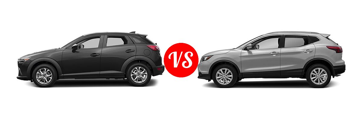 2017 Mazda CX-3 SUV Sport vs. 2017 Nissan Rogue Sport SUV S / SV - Side Comparison