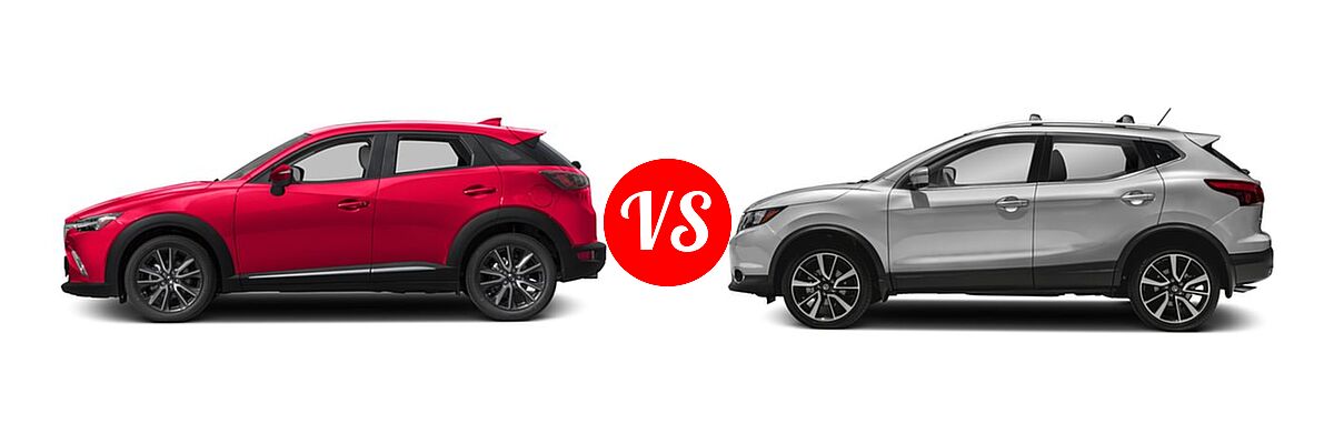 2017 Mazda CX-3 SUV Grand Touring vs. 2017 Nissan Rogue Sport SUV SL - Side Comparison