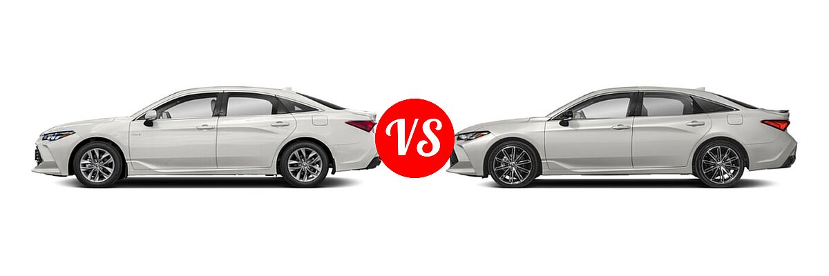 2021 Toyota Avalon Hybrid Sedan Hybrid Hybrid XLE vs. 2021 Toyota Avalon Sedan Touring - Side Comparison
