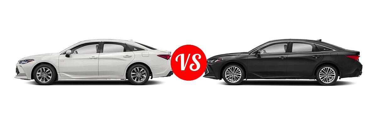2021 Toyota Avalon Hybrid Sedan Hybrid Hybrid XLE vs. 2021 Toyota Avalon Sedan Limited - Side Comparison