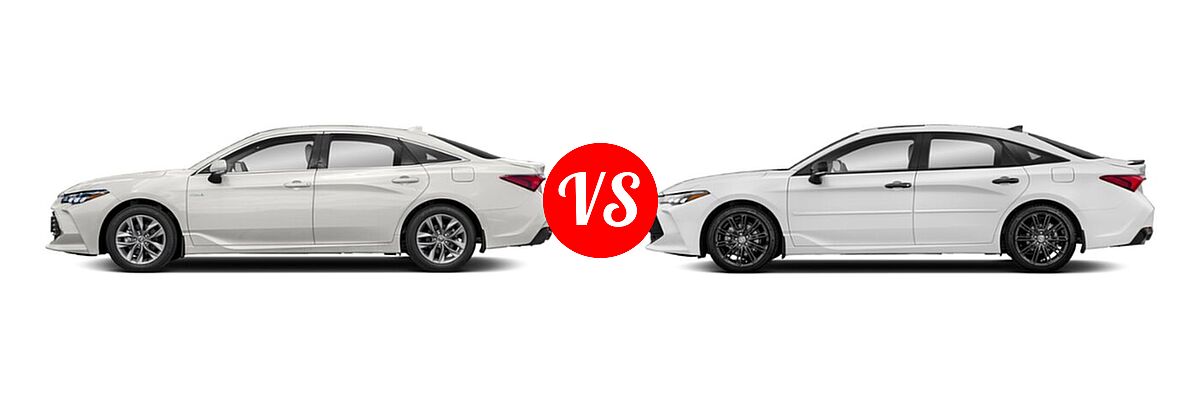 2021 Toyota Avalon Hybrid Sedan Hybrid Hybrid XLE vs. 2021 Toyota Avalon Sedan XSE Nightshade - Side Comparison