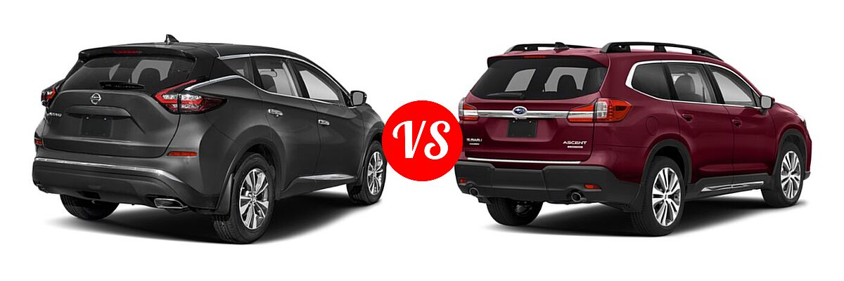 2021 Nissan Murano SUV S / SV vs. 2021 Subaru Ascent SUV Limited - Rear Right Comparison