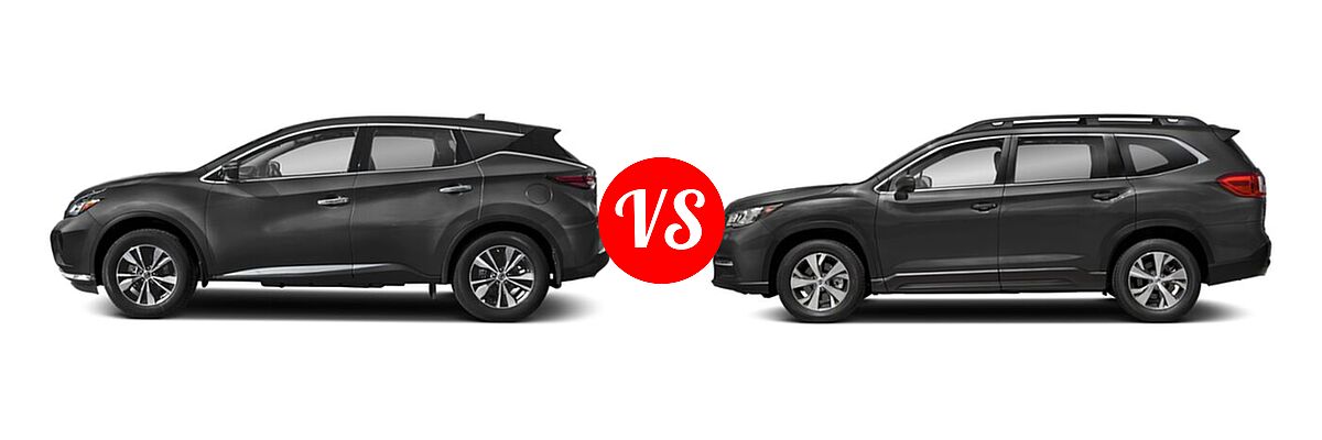 2021 Nissan Murano SUV S / SV vs. 2021 Subaru Ascent SUV 8-Passenger - Side Comparison