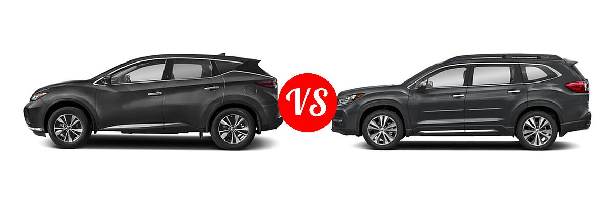 2021 Nissan Murano SUV S / SV vs. 2021 Subaru Ascent SUV Touring - Side Comparison