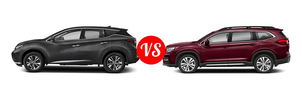 2021 Nissan Murano SUV S / SV vs. 2021 Subaru Ascent SUV Limited - Side Comparison